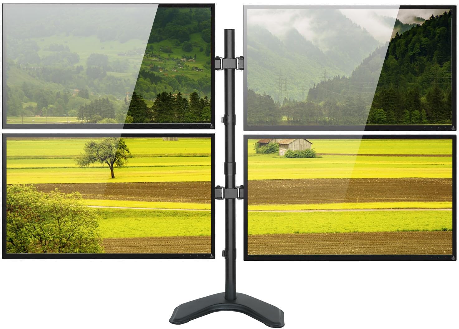 Techly 027590 Supporto da Scrivania per 4 Monitor 13-27" con Base Nero