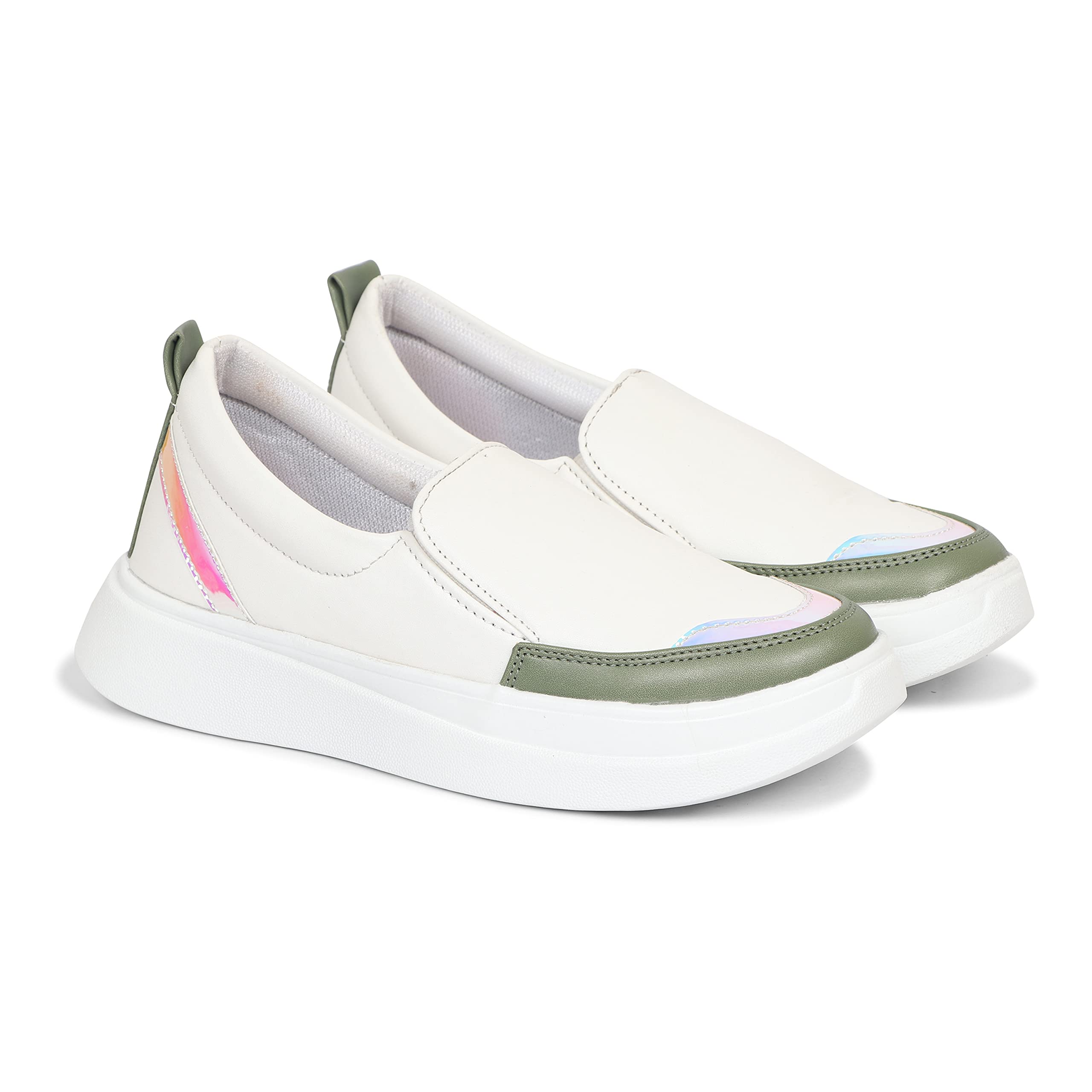 HimQuen Women Fashion Comfortable Leather Material PVC Rubber Sole Outer Mesh Slip-On Anti-Slip Water Resistant Outdoor Sports Shoes Size: 5 Color: Mehandi 1315-MHDI-38 (B0B8DPC89L) Amazon Price History, Amazon Price Tracker