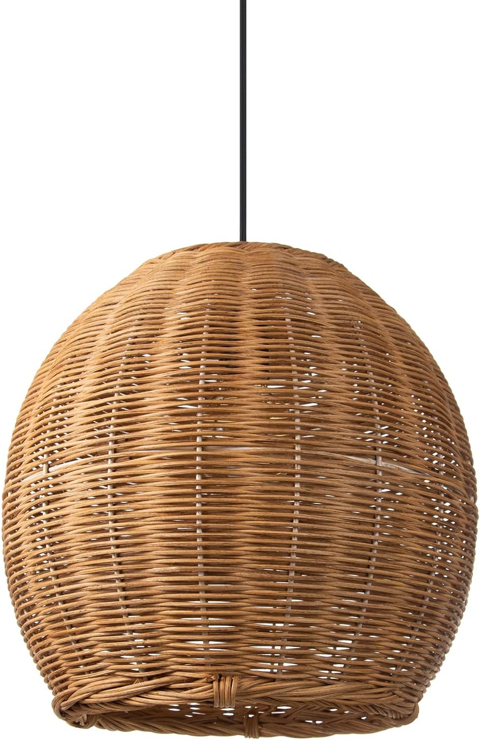 arturesthome rustic woven pendant light fixture, rattan basket lampshade coastal hanging lighting, adjustable vintage farmhouse chandelier lamp shade for kitchen island dining room 35cm