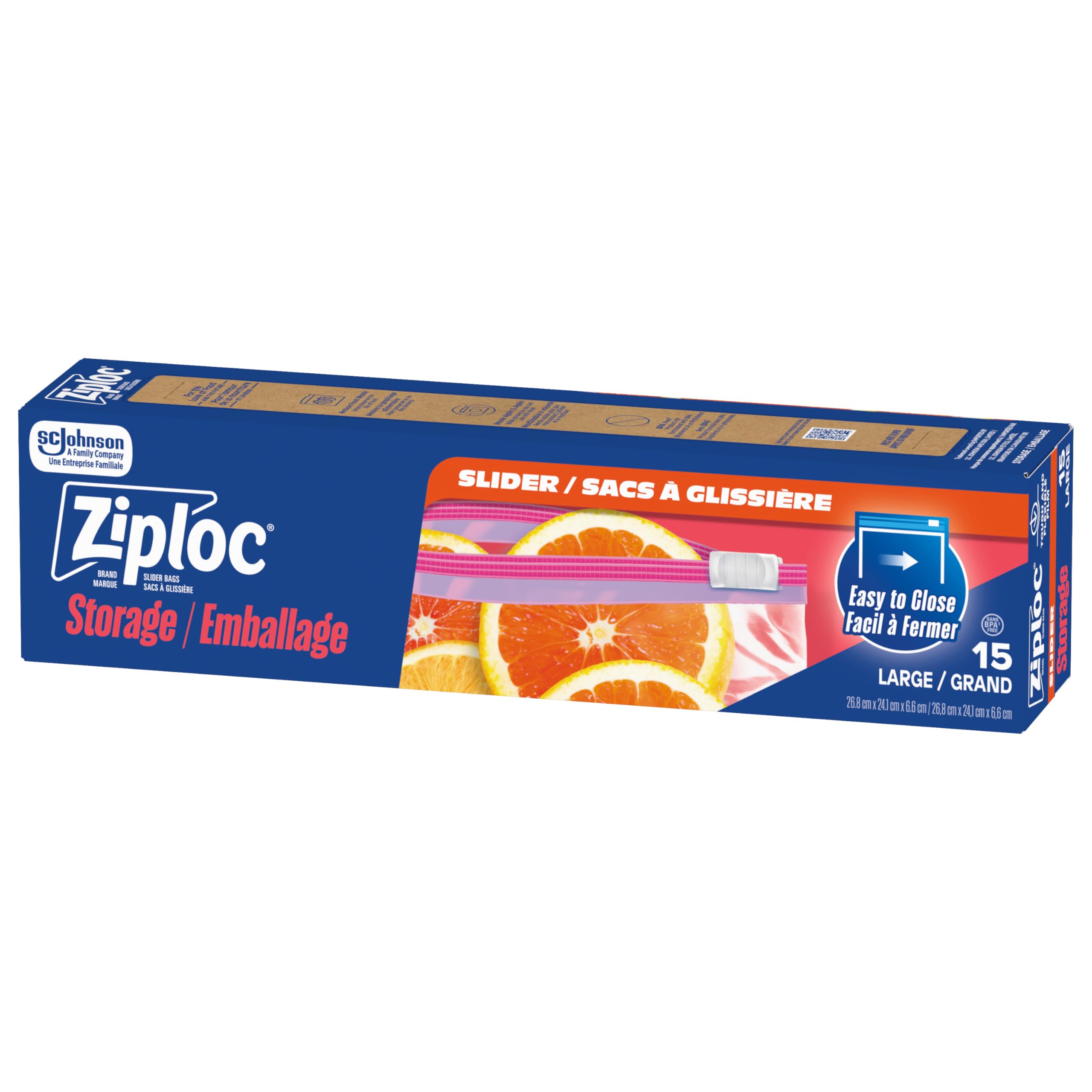 Ziploc Large Slider Bags with Expandable Bottom - Stands Upright
