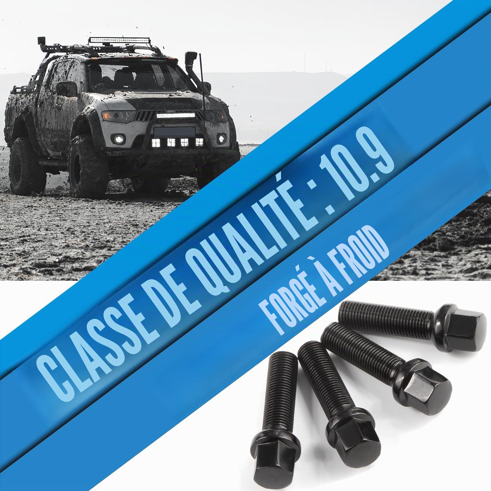 20 Boulons de Roue Filetage 40 mm Pour Élargisseurs de Voie I M14x1,5x40 mm I Siège Sphérique R13 I CLÉ 17 mm I Compatibles avec Jantes OEM pour Audi et VW