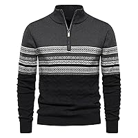 Genfien Maglione Uomo a Maglia con Zip 1/4 Maglione Uomo Collo Alto a Manica Lunga