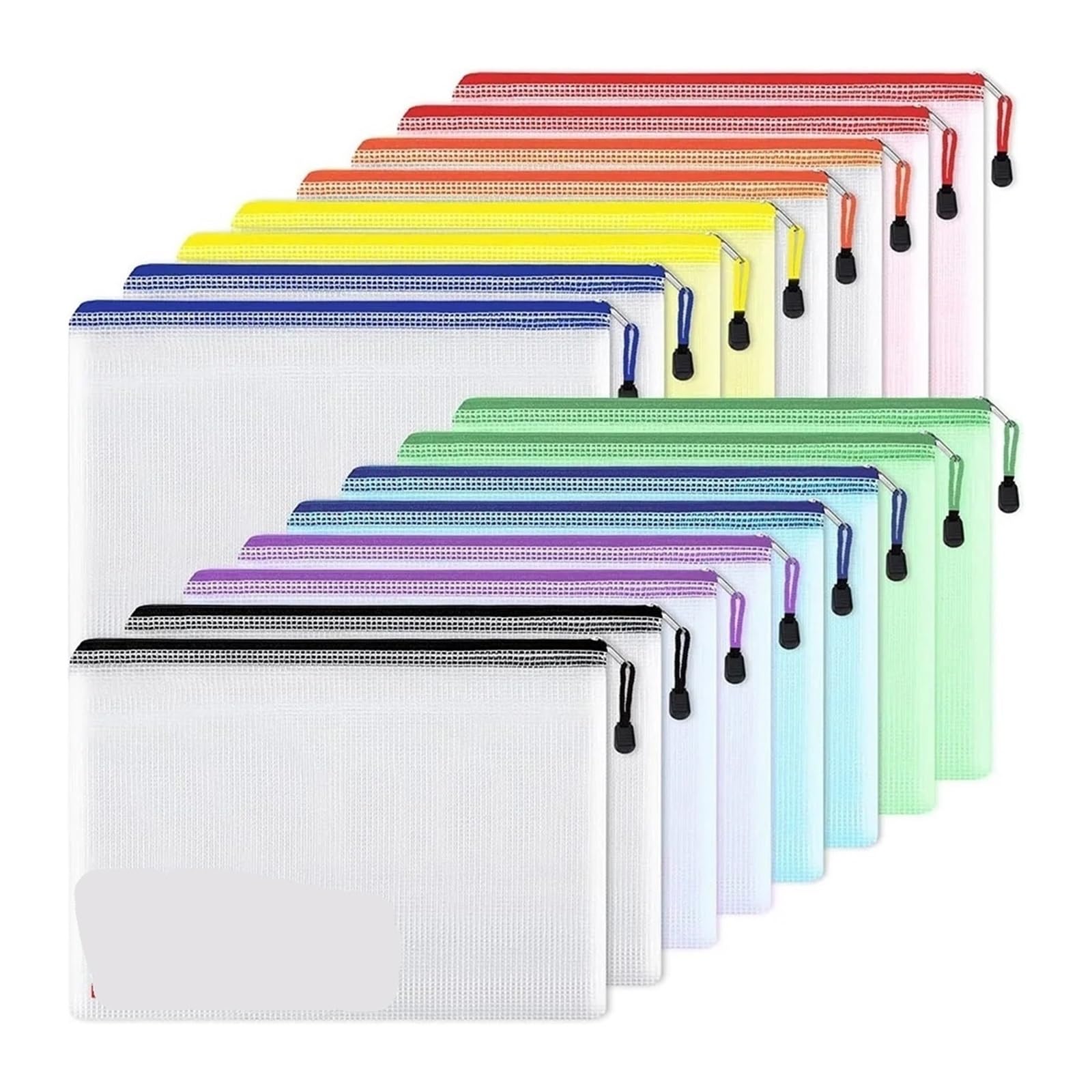 Dokumententasche mit Reißverschluss, A4, A4, 24 Stück, A3, Netzstoff, Dokumententasche, Dokumentenmappe, Federmäppchen, Aufbewahrungstaschen, Schule, Bürobedarf