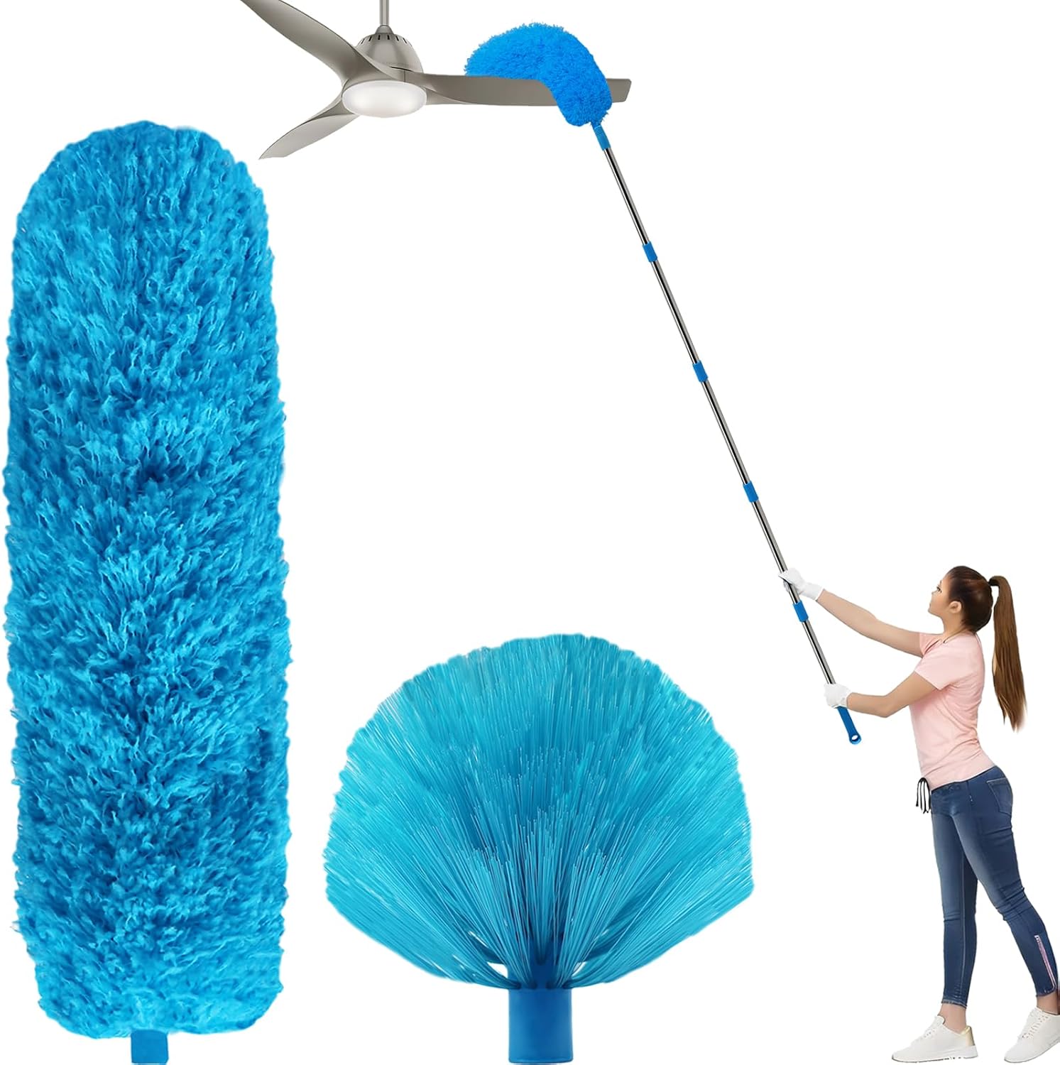 20+ Ft High Reach & Cobweb & Corner Brush Duster -