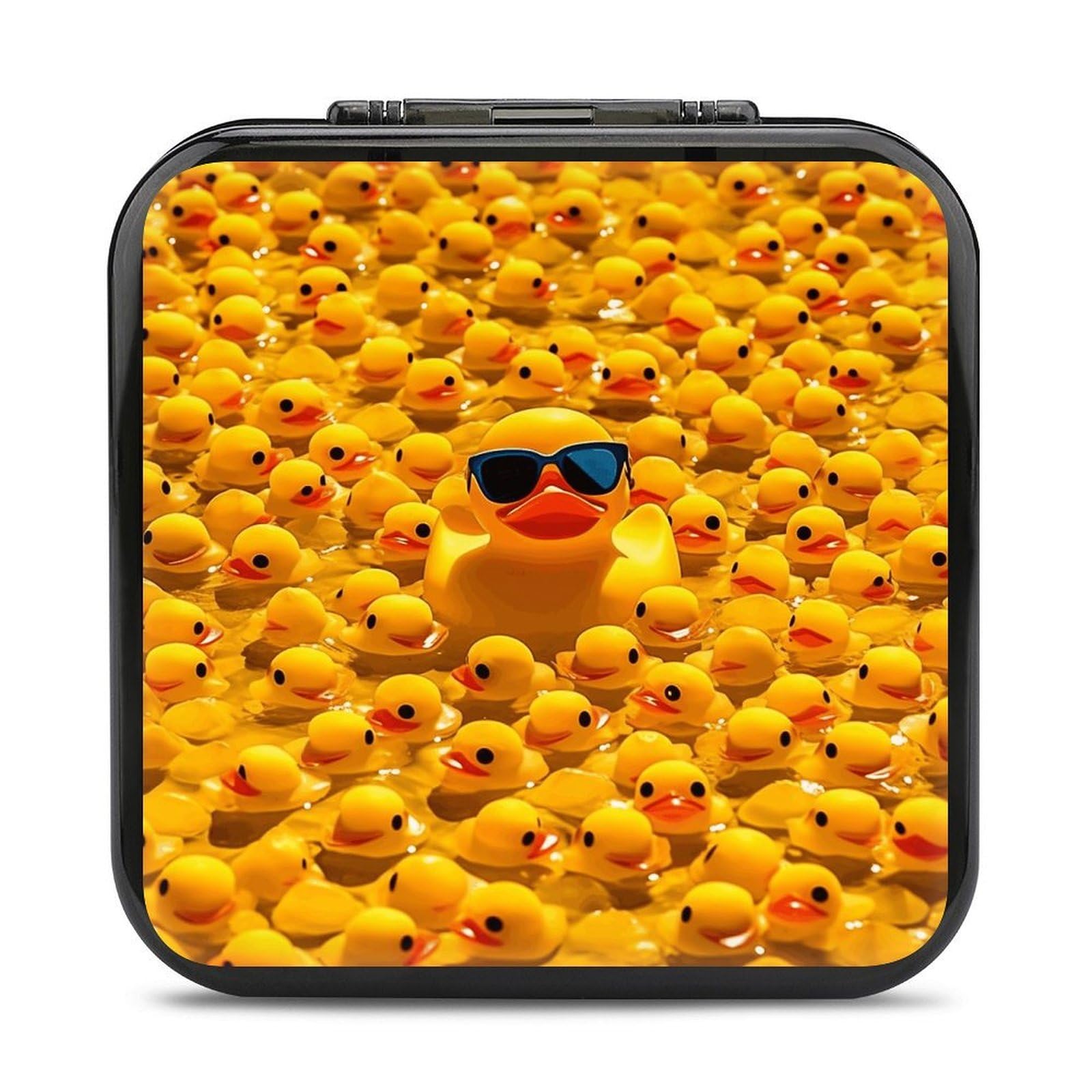 QMNALP 24-Slot Switch Game Case Portable Travel Yellow Ducky With Sunglasses Printed Storage Case Compatible with Switch And
