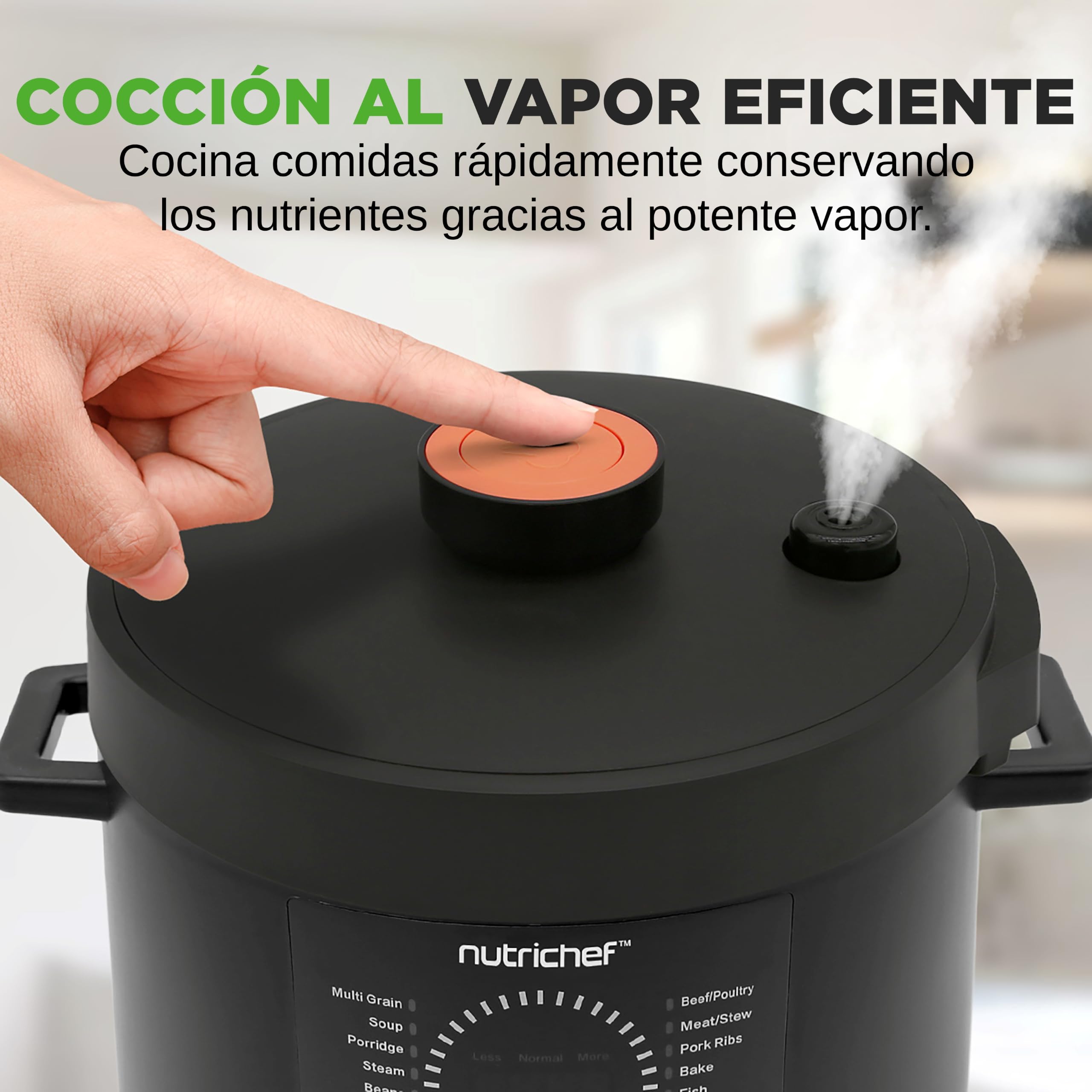 NutriChef olla de presión eléctrica digital de encimera, 13 funciones de cocción, Tiempo y temperatura ajustables, Hornea, Cocina al vapor y brasea