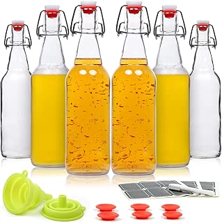 WILLDAN Set of 6-16oz Swing Top Glass Bottles - Flip Top Brewing Bottles For Kombucha, Kefir, Beer - Airtight Caps and Leak Proof Lids, Bonus Gaskets and Funnel - coolthings.us