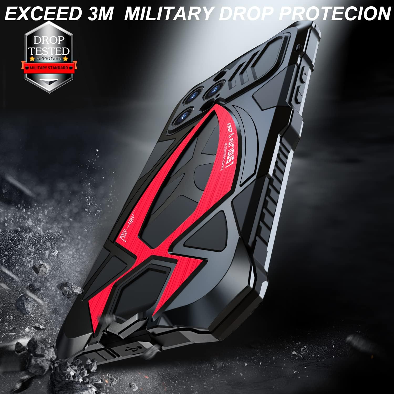 Lunivop for iPhone 15 Pro Max Case Heavy Duty Protection Rugged Screw Full Body Military Grade Metal Bumper Rubber with Hard Durable Phone Cases Cover 2023 Black Red