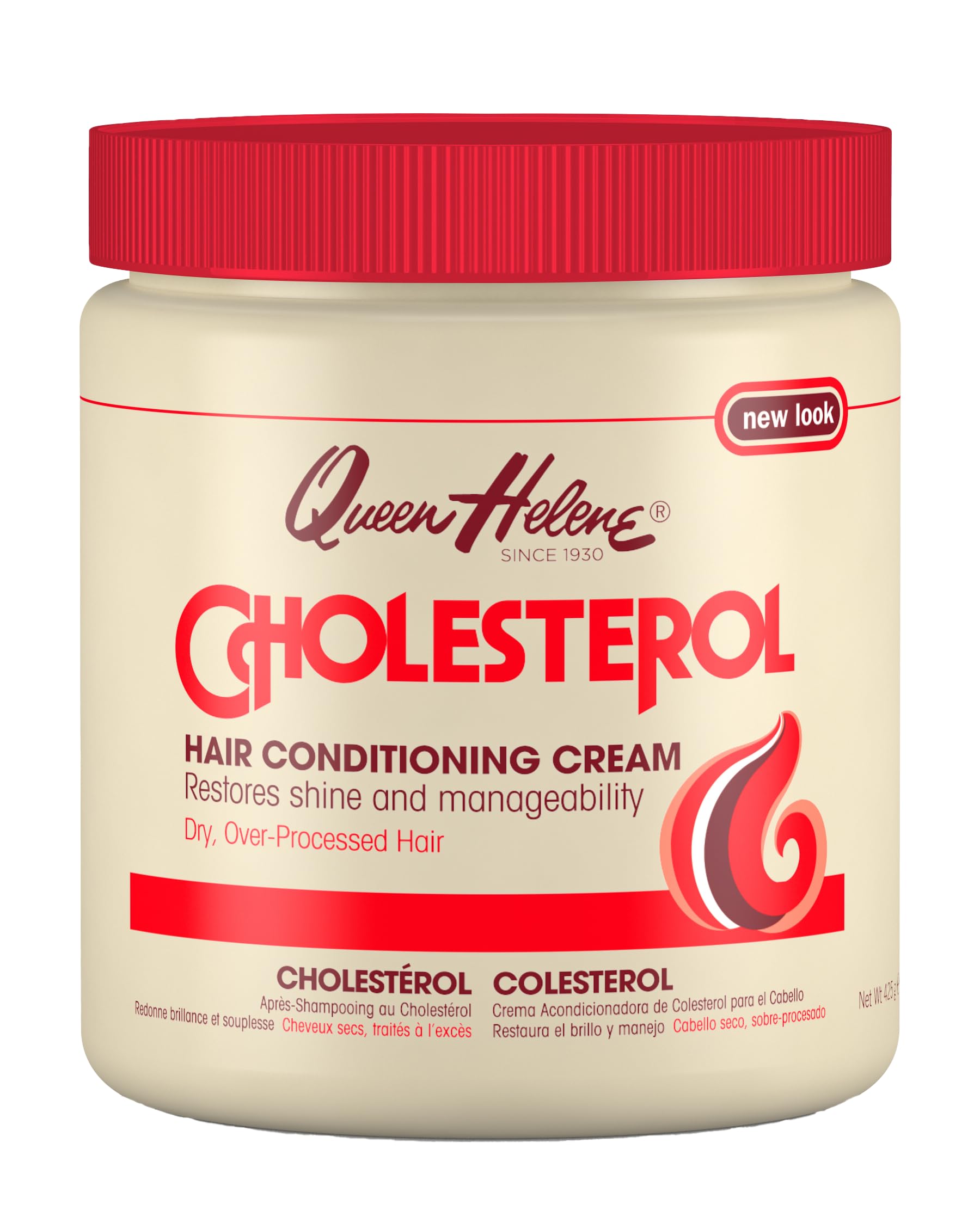 Queen Helene Cholesterol Hair Conditioning Cream – Deep Repair Treatment for Dry, Damaged & Chemically Treated Hair | Moisture-Restoring Mask | 15 oz Jar