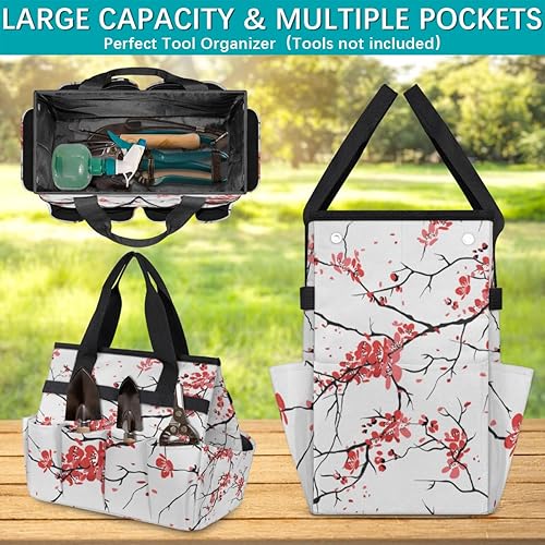 Miniatura 4 de Watercolor Flower Branches Garden Tool Tote Bag for Women Men Gardening Tool Storage Bags with 10 Pockets Standable Garden Home Tool Kits Organizer