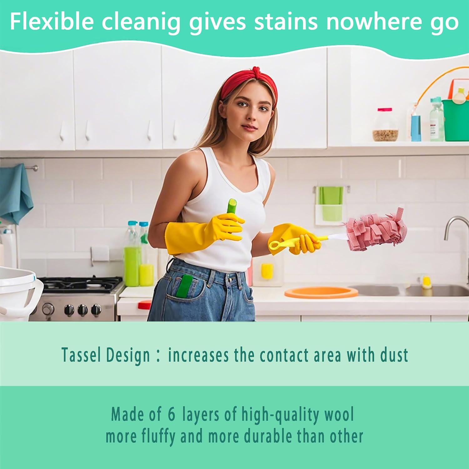 6 Layer Fleece Duster Refills for Swiffer Hand Duster, Zero Waste,