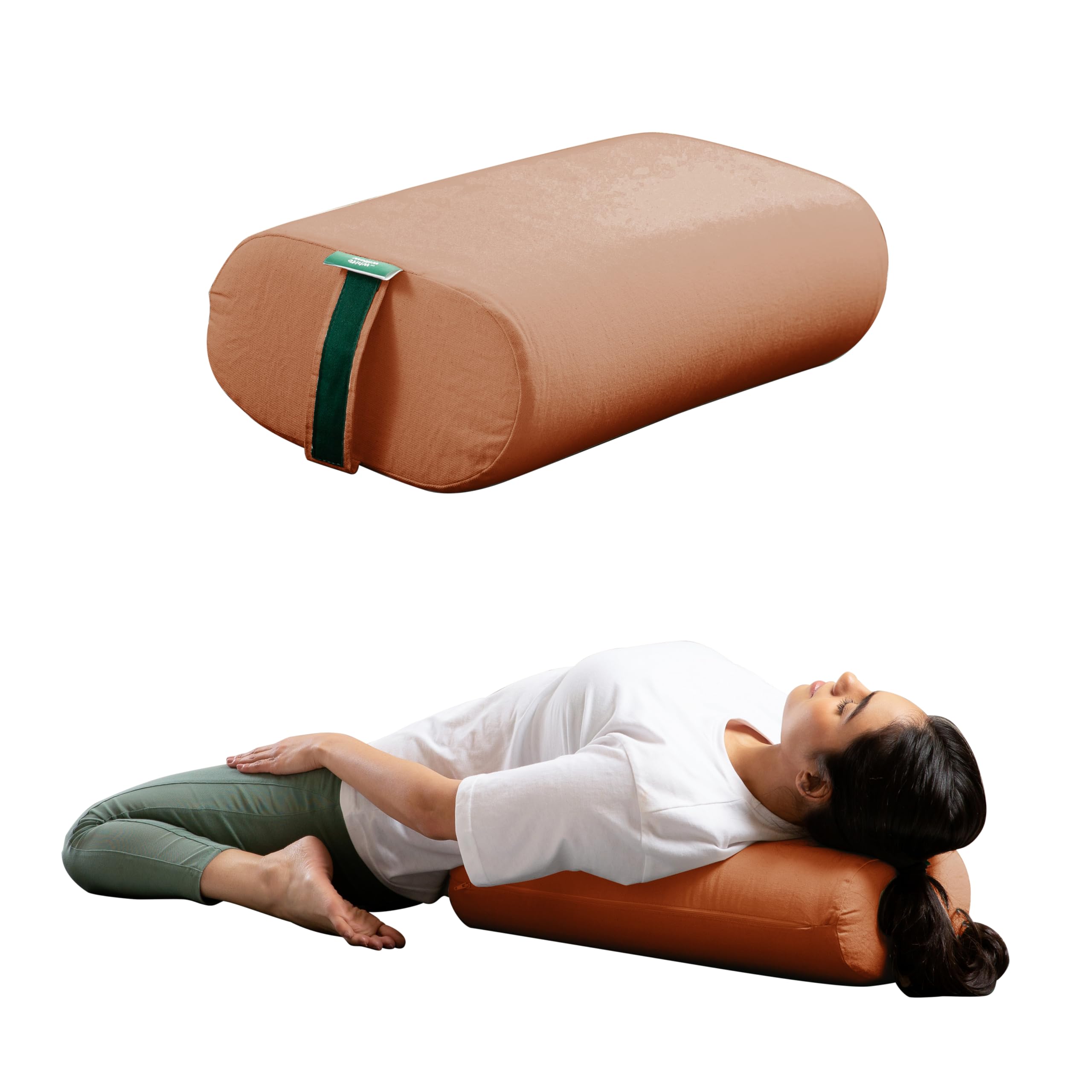 The White Willow HarmonyFlow Yoga Rectangular Bolster Cushion for Restorative Yoga & Meditation – King Size, Extra-Wide Supportive Foam with Soft Washable Cover – Orange-image-5