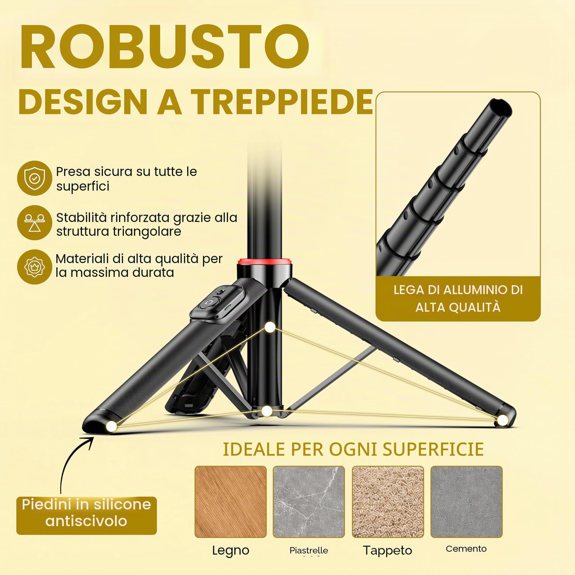 AMAYO - Bastone Selfie 2 in 1 per MagSafe iPhone – Doppio supporto (magnetico e clip) con telecomando Bluetooth, treppiede estensibile per viaggi, vlog, selfie e foto (Nero)