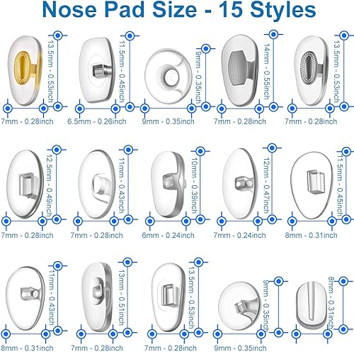 Miniatura 3 de MMOBIEL 150 pares de gafas kit de reparación transparente transparente gafas de ojos almohadillas de soporte de nariz gafas gafas de sol