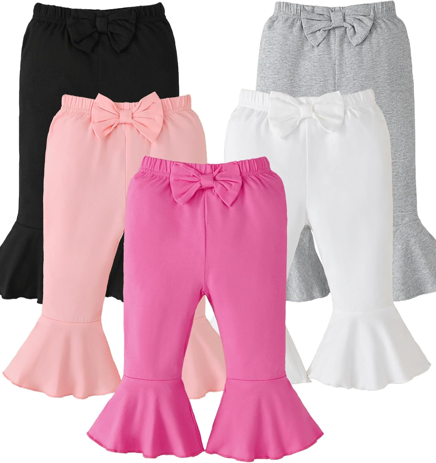 Baby Girl Pants Leggings 5-Pack 0-24 Months Newborn Baby Leggings Toddler Girl Pants 2-3T Bell and Ruffle Bottoms