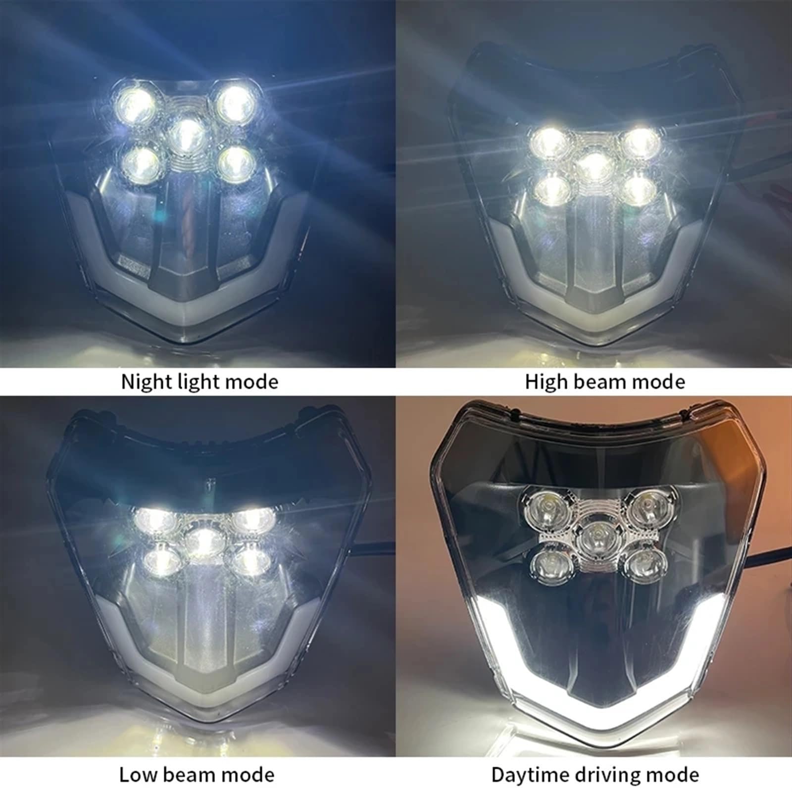 LOTFI Faro LED for motocicleta, linterna for cabeza compatible con KTM EXC EXCF SX SXF XC XCF XCW XCFW 530 450 350 300 250 150 125 (Size : A White)
