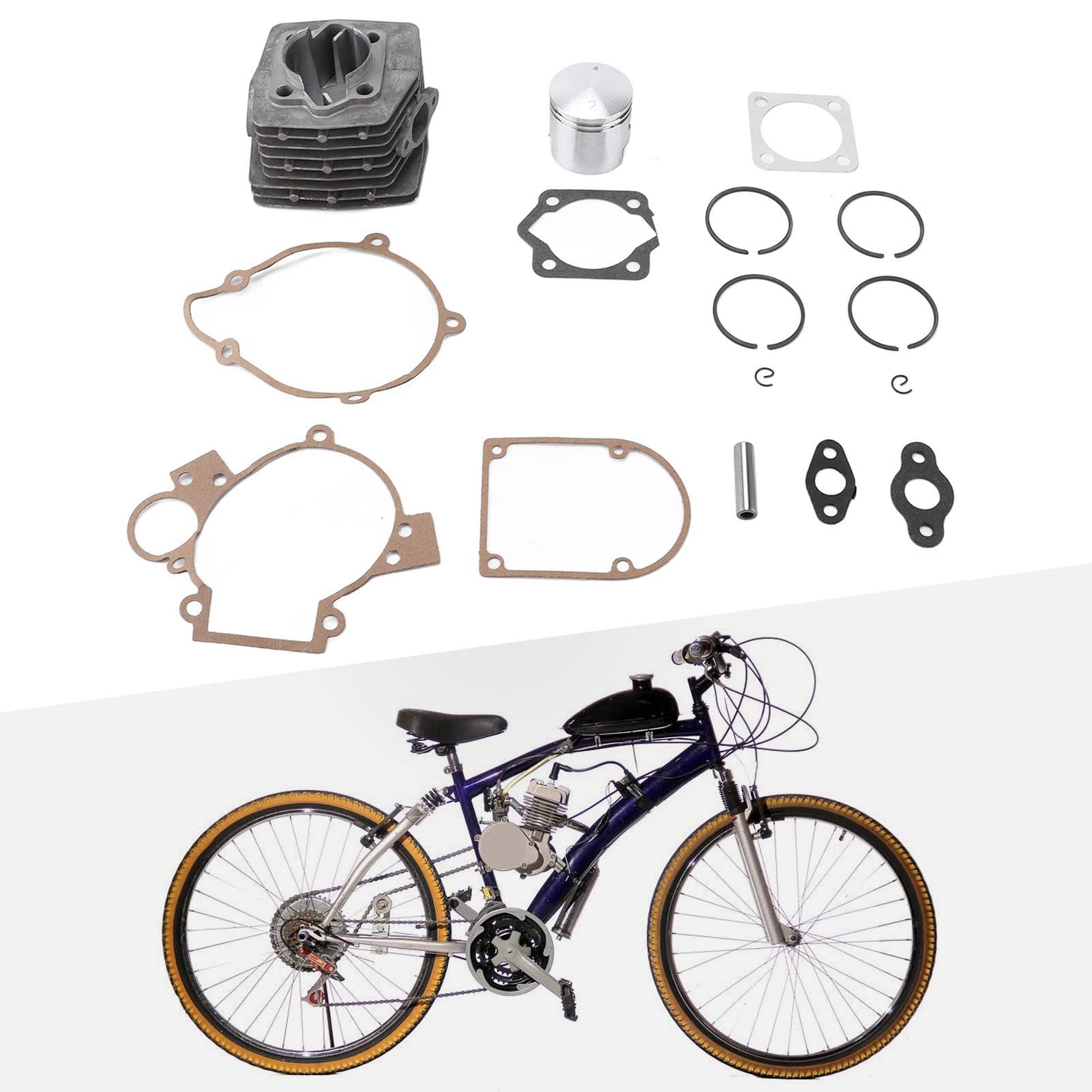 Zylinder Kolben Dichtungssatz, 47mm Motor Zylinder Kit Kolbendichtung Stift Ring Set für 80ccm Motorisiertes Fahrrad