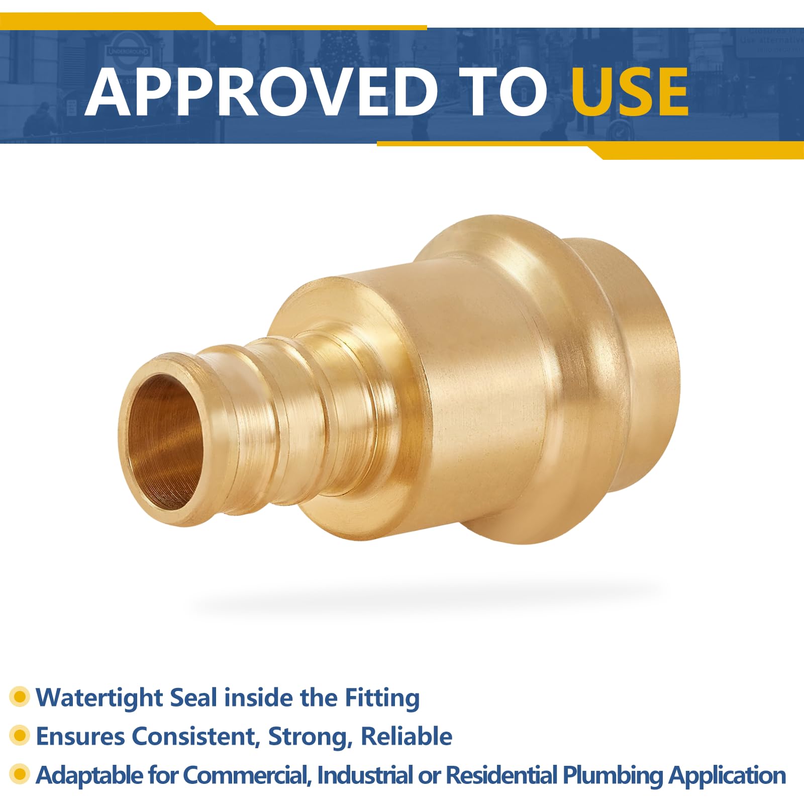 Conectores de presión de cobre PEX de 1/2 pulgada, acoplamiento de presión de 1/2" x acoplamiento de crimpado PEX de 1/2" para conexión de tuberías de cobre y PEX (paquete de 20, material de latón L