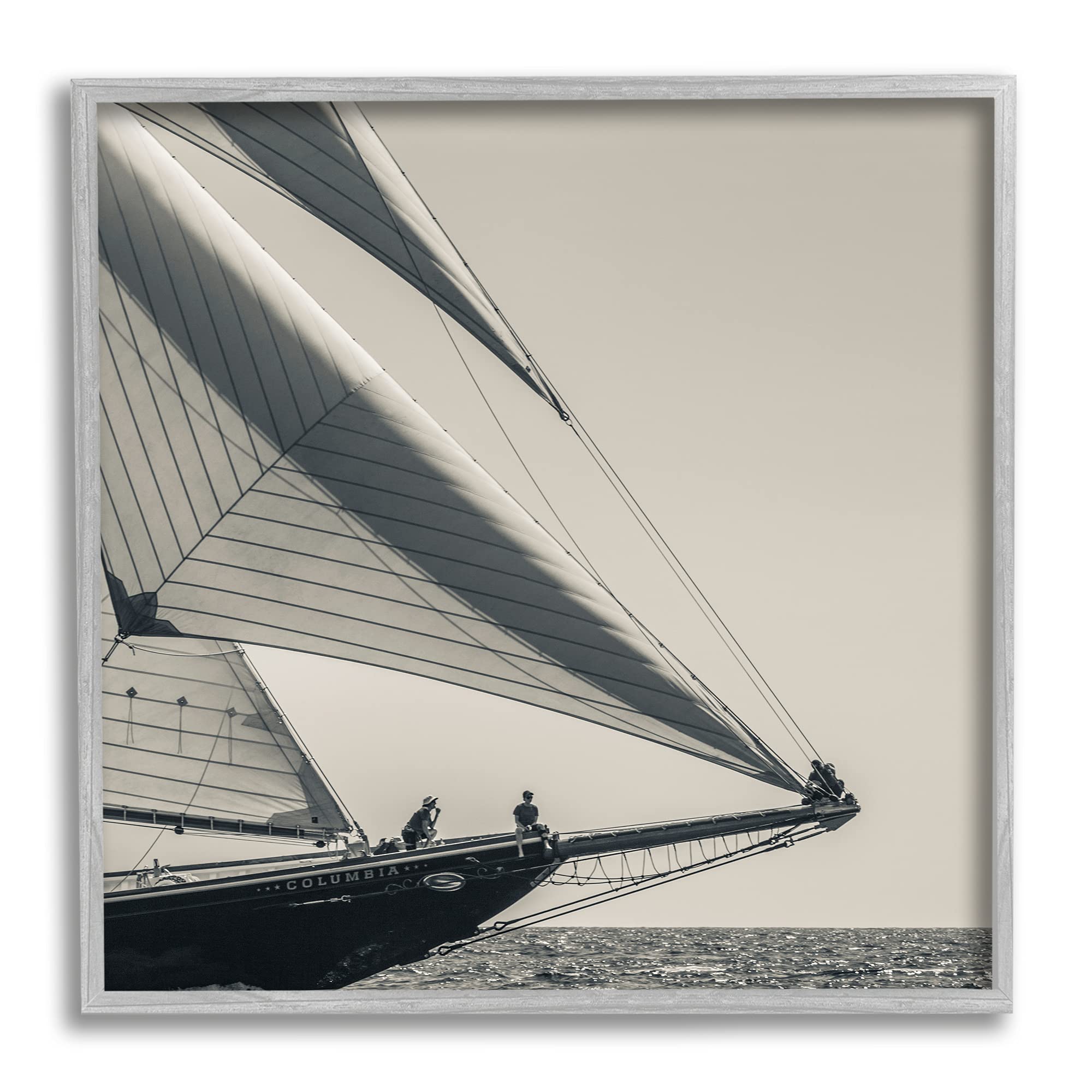 Stupell Industries Vintage Ocean Ship Photography People Resting on Bow, Designed by Danita Delimont Gray Framed Wall Art, 12 x 12, Grey