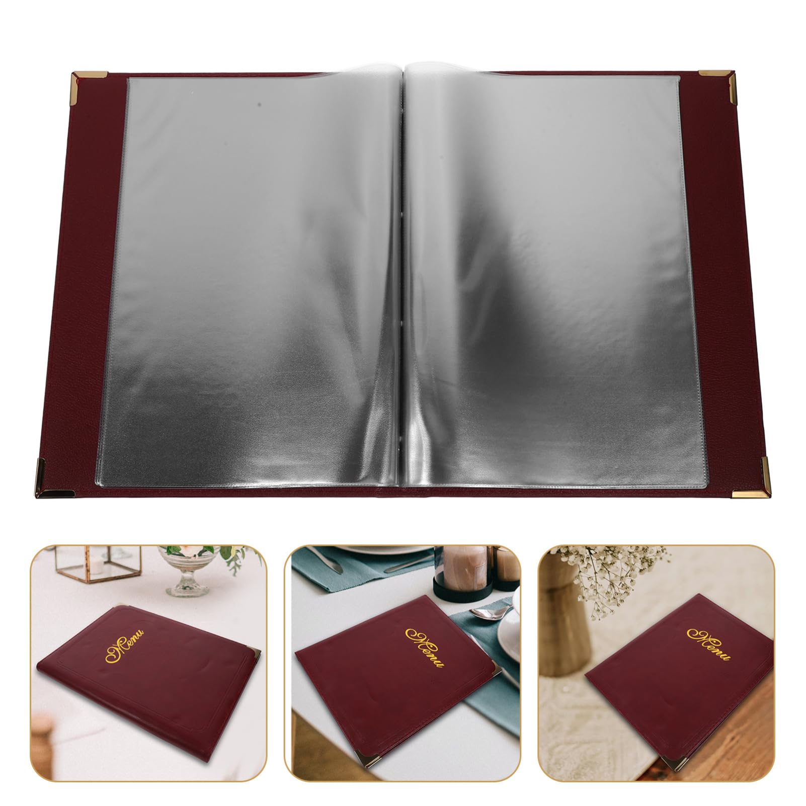 Carpeta de Menú de Restaurante A4 de Cuero Diseño Transparente para Uso Conveniente y Exhibición de Contenido en Bares y Restaurantes