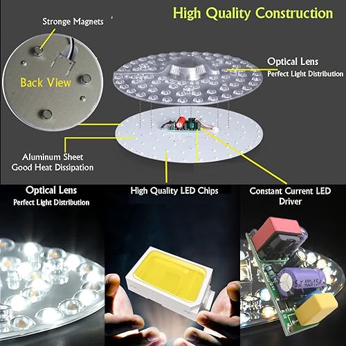 Miniatura 4 de OLYMSTAR Kit de luz LED para ventilador de techo de 15 W panel de luz LED para luces de ventilador de techo de montaje empotrado panel de luz LED de