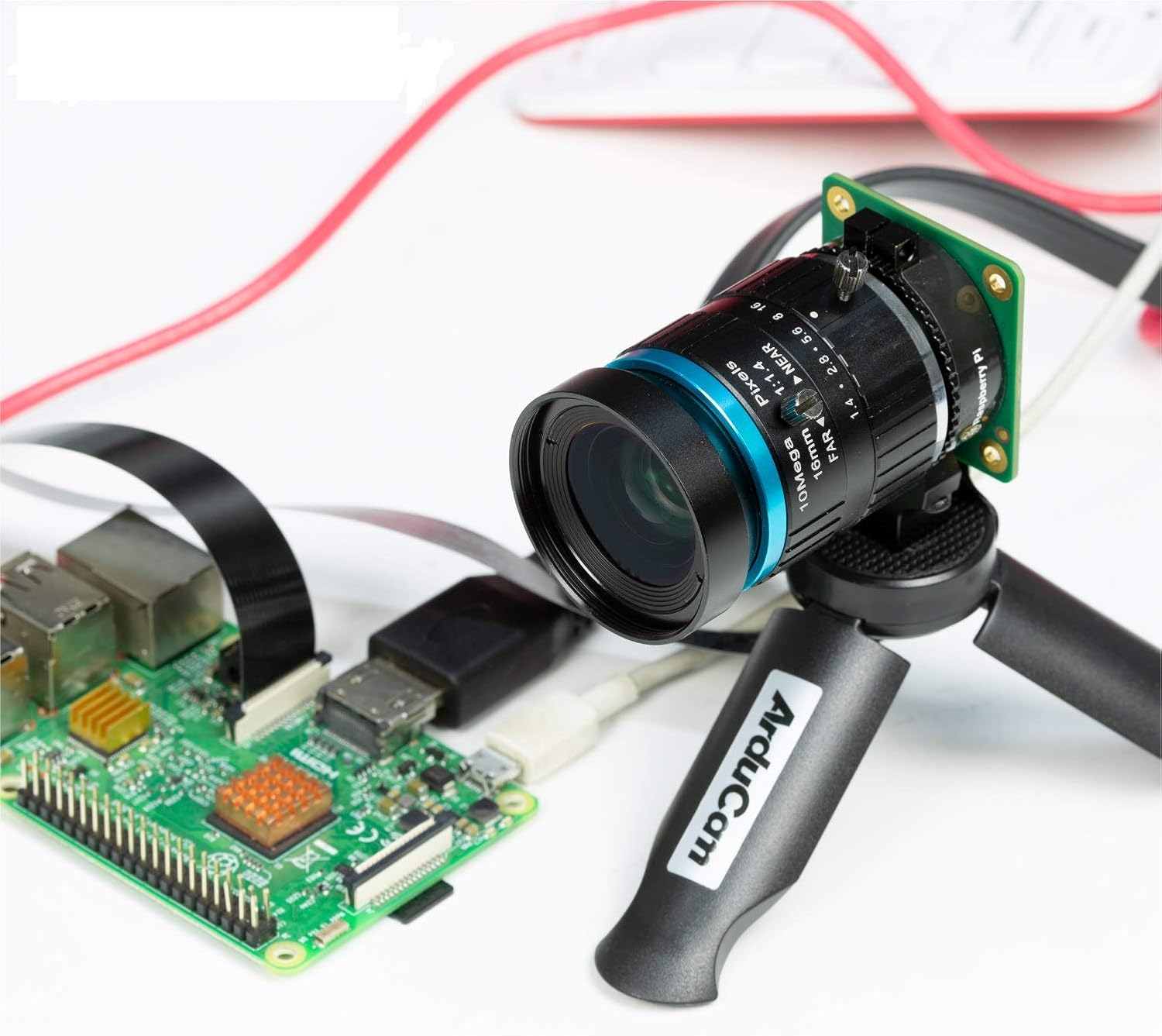 Arducam C-Mount Lens for 12MP IMX477 Raspberry Pi HQ Camera, 16mm Focal Length with C-CS Adapter，Manual Focus and Aperture Adjustment