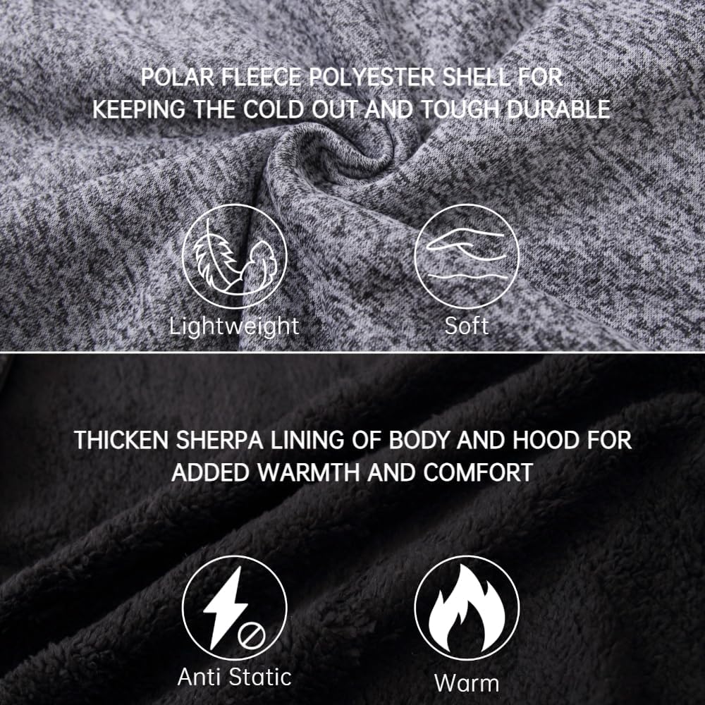 LeeHanTon Sherpa Lined Hoodies for Men Heavyweight Full Zip Up Sweatshirt Thick Fleece Winter Warm Work Jackets Plus Size - Image 5