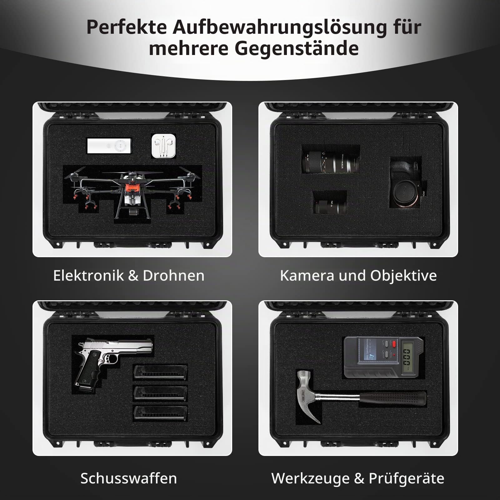 GIANTEX Kamera Koffer, Outdoor Fotokoffer Wasserdicht Staubdicht, Universalkoffer Hartschalenkoffer mit anpassbarem Rasterschaumstoff, Transportbox für Kamera Objektive, 47 x 37 x 18 cm