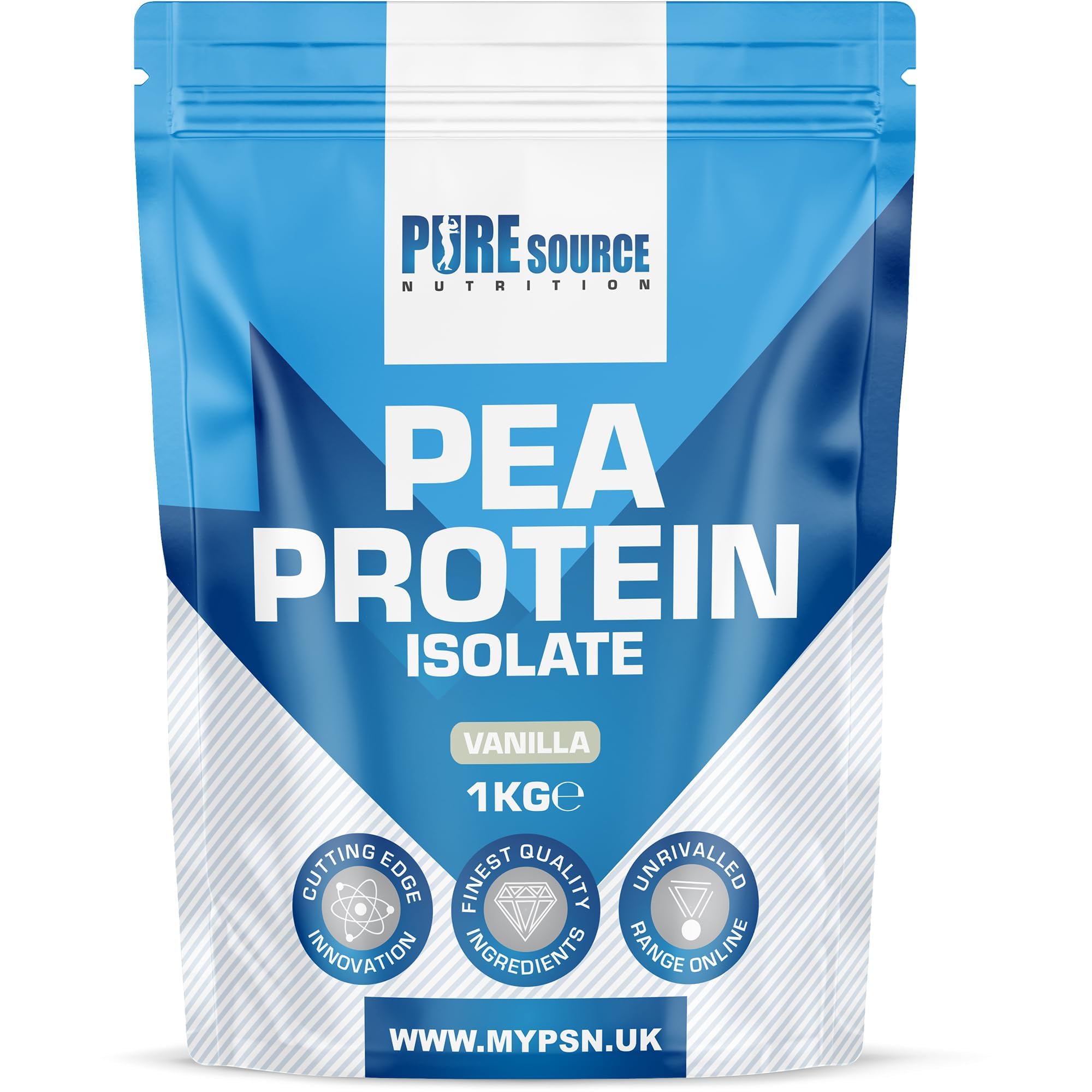 Pure Source Nutrition 100% Vegan Pea Protein Isolate Vanilla Flavoured Vegetarian Protein Powder Shake for Superfood Supergreens Dairy Free Shakes by PSN (1kg, Vanilla)