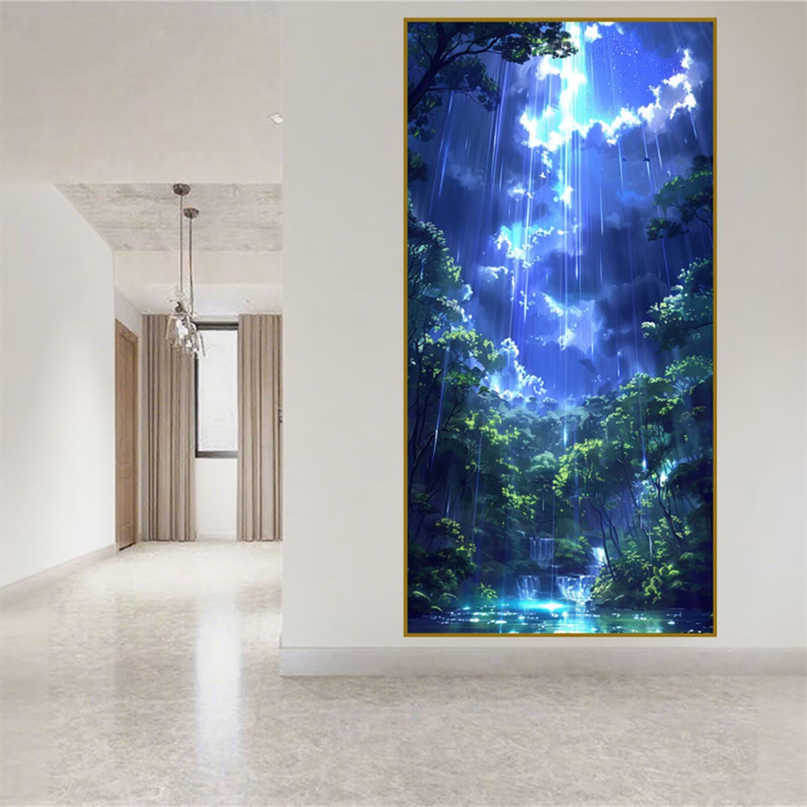 Diamentowe malowanie krajobrazu obraz diamentowy dorośli, 5D diamentowe rysunki meteoryt obrazy diamentowe, 80 x 160 cm diament sztuka haft krzyżykowy puzzle rzemiosło dziewczyna dekoracja ścienna J2
