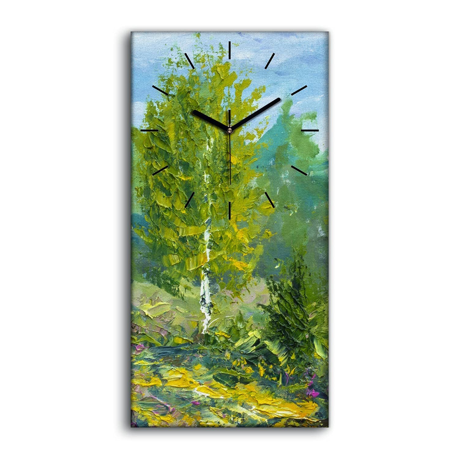 Horloge sur Toile Silencieuse forêt pétrolière 30x60cm Art Mural sans bruit