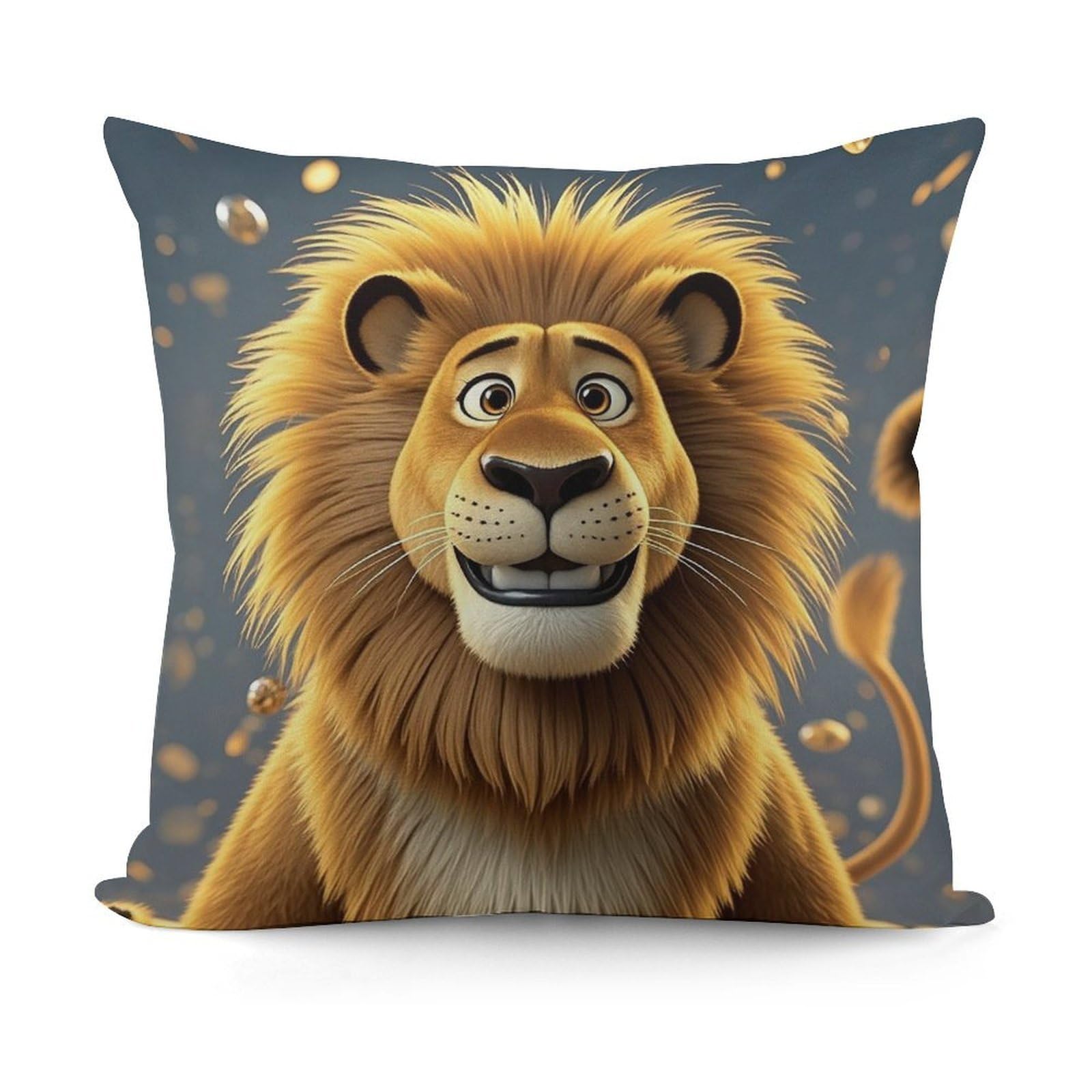LZQPOEAS Cute Cartoon Lion Throw Pillow Cover 18x18 in Breathable Square Pillow Case Cozy Soft Pillowcase Protector Fashion Modern Couch Cushion Case for Living Room Bed Sofa Decor