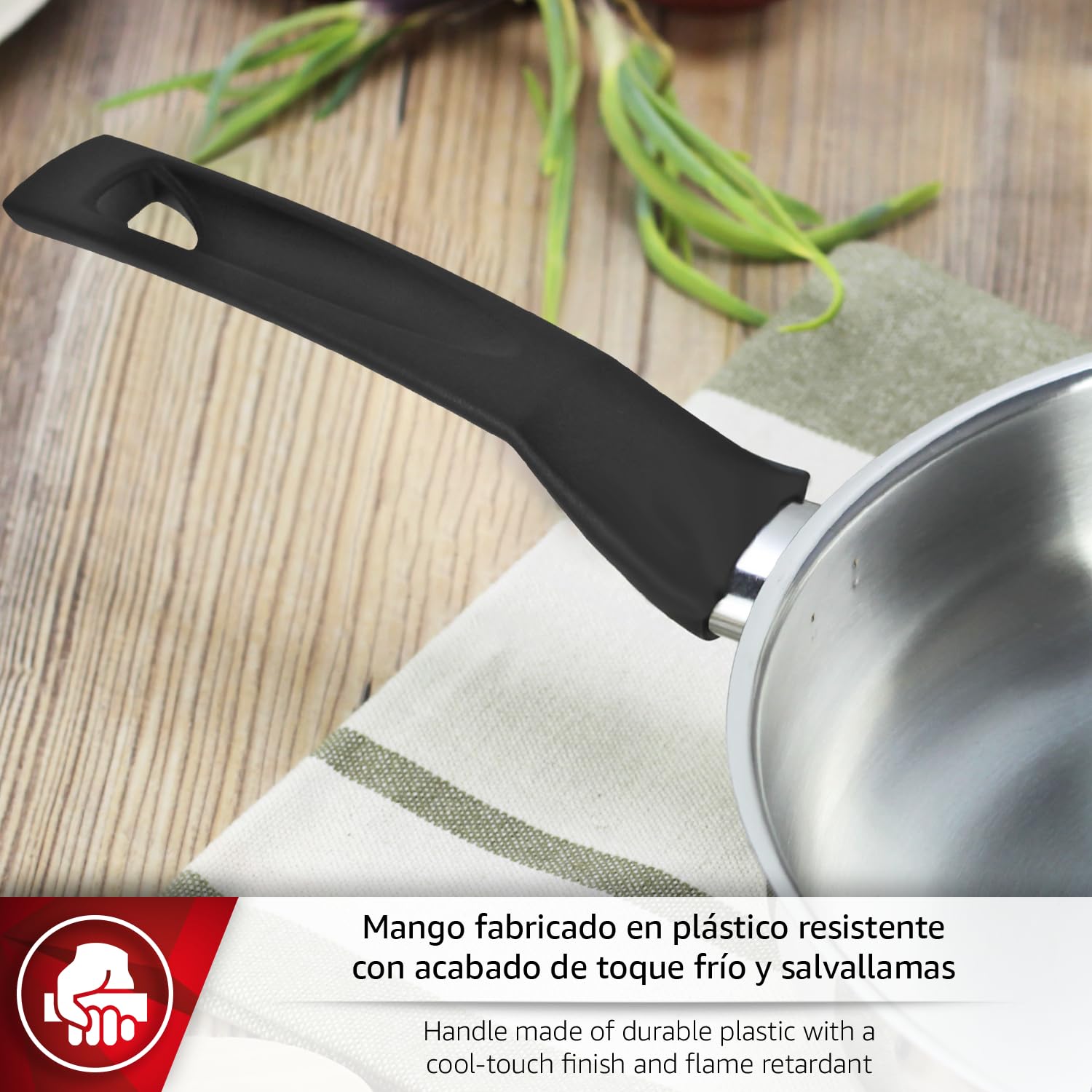 Magefesa Essencial Inox - Padella Argentata 18 cm Di Acciaio Inossidabile, Senza Rivestimento Né Antiaderente, Ecologica, Tutti I Tipi Di Cucine, Induzione