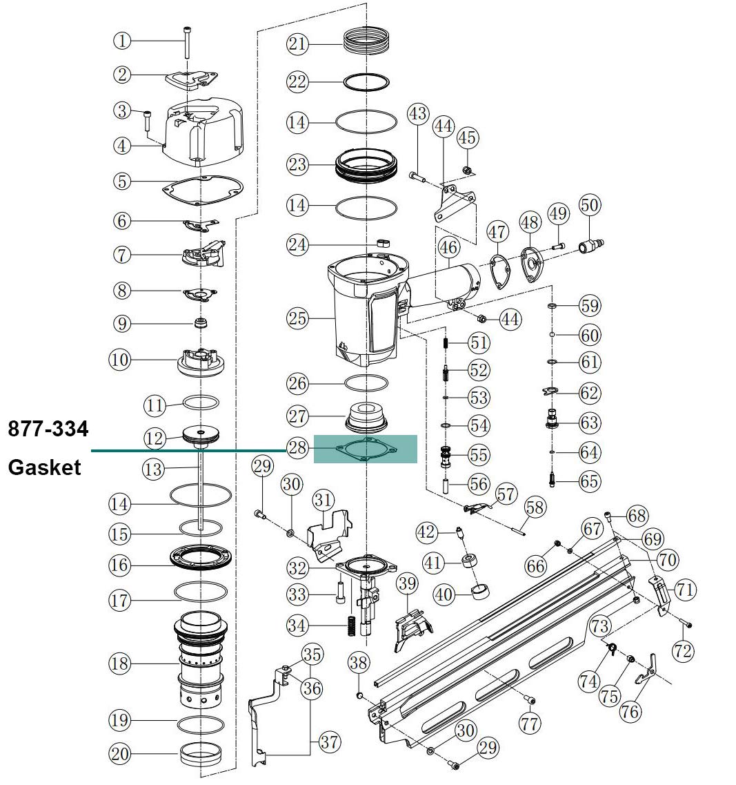 thumbnail: 877-334 Gasket Is Suitable For Hitachi NR83 Series Nail Guns Including NR83A, NR83A2, NR83A5