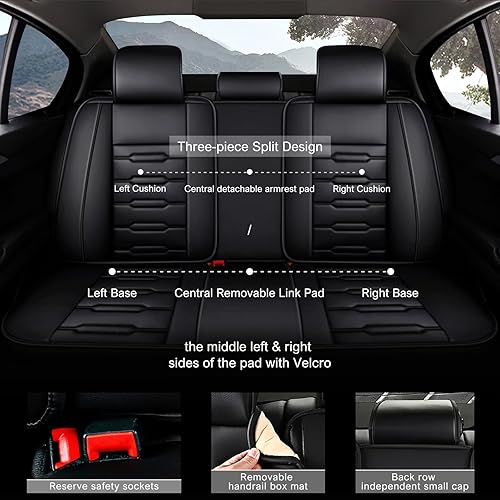 Miniatura 10 de AOMSAZTO Funda de asiento de automóvil para Nissan Frontier 2009-2024 2025 solo 2 asientos delanteros, cojín de cuero de cobertura completa,