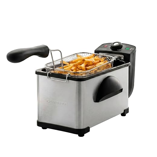 OVENTE Electric Deep Fryer 2 Liter Capacity, 1500 Watt Lid with Viewing Window and Odor Filter, Adjustable Temperature, Removable Frying Basket and Easy to Clean Stainless Steel Body, Silver FDM2201BR