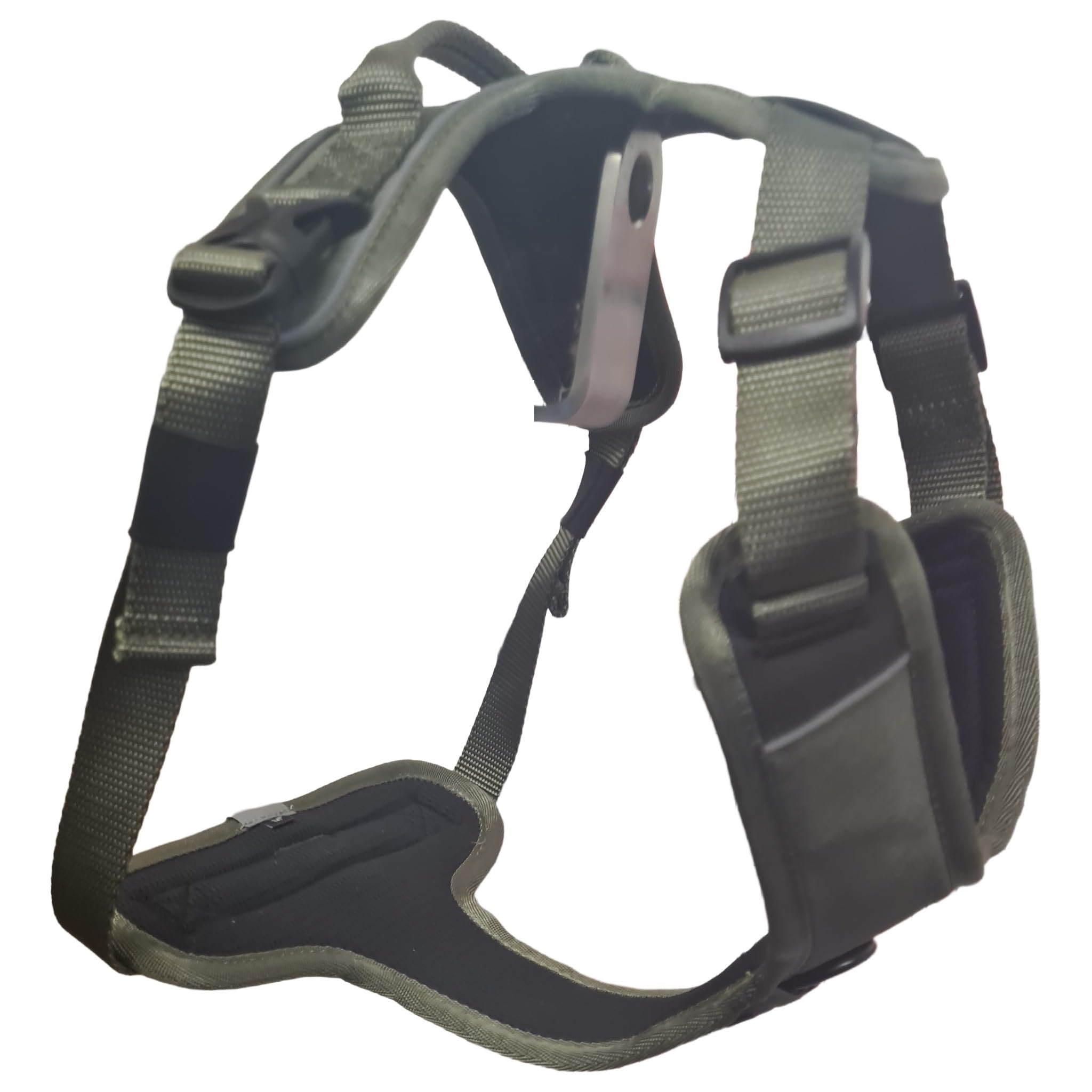 CAIRD Advance - Arnés ergonómico para perro, en forma de Y, sin tirones, con asa, reflectante y resistente al agua, ajustable, acolchado, color caqui (M: cuello 43-60 cm, pecho 58-90 cm)