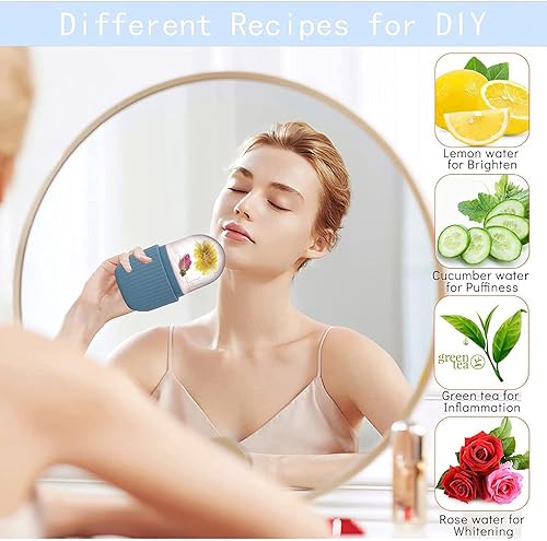 Miniatura 4 de KOGITI Molde de hielo para cara, rodillo de hielo para cara y ojos, rodillo de hielo facial de belleza, soporte para hielo, alivio de la hinchazón,