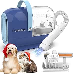 Homeika Dog Grooming Kit & Vacuum, 3L Pet Grooming Vacuum 99% Pet Hair Suction, 7 Pet Grooming Tools, 5 Combs, Quiet Pet Vacuum Groomer with Hair Roller, Massage Nozzle for Shedding Dogs, Cats, Blue