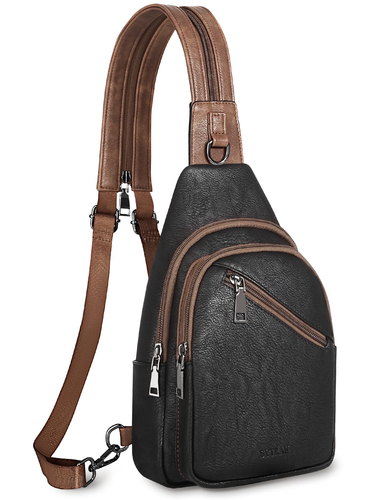 SYTRAH Sling Bag for Women, Crossbody Bags for Women Trendy Crossbody Purse Vegan Leather Sling Backpack Chest Bag with Dual Purpose Strap, Black