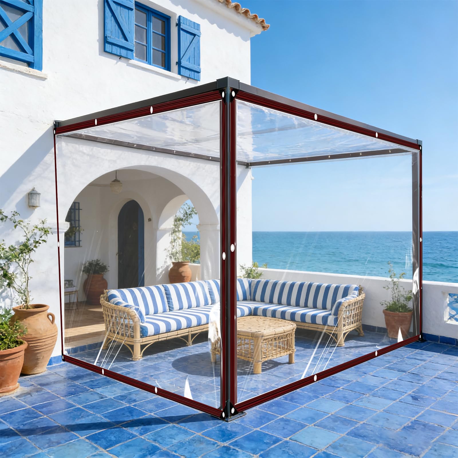 Lona transparente para jardín y techos exteriores de 110x720 cm