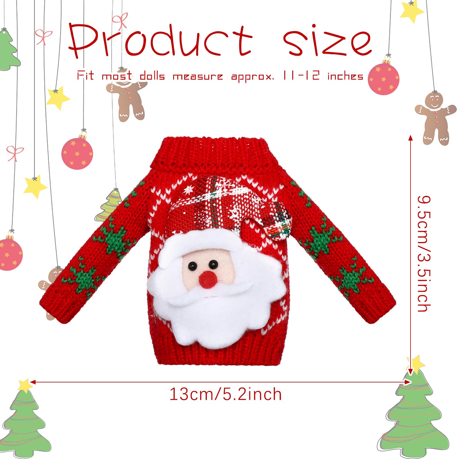 Juego de 9 piezas de accesorios de elfo de Navidad, ropa de elfo, suéter, ropa de punto, alce, árbol de Navidad, copo de nieve (estilo alce) 2