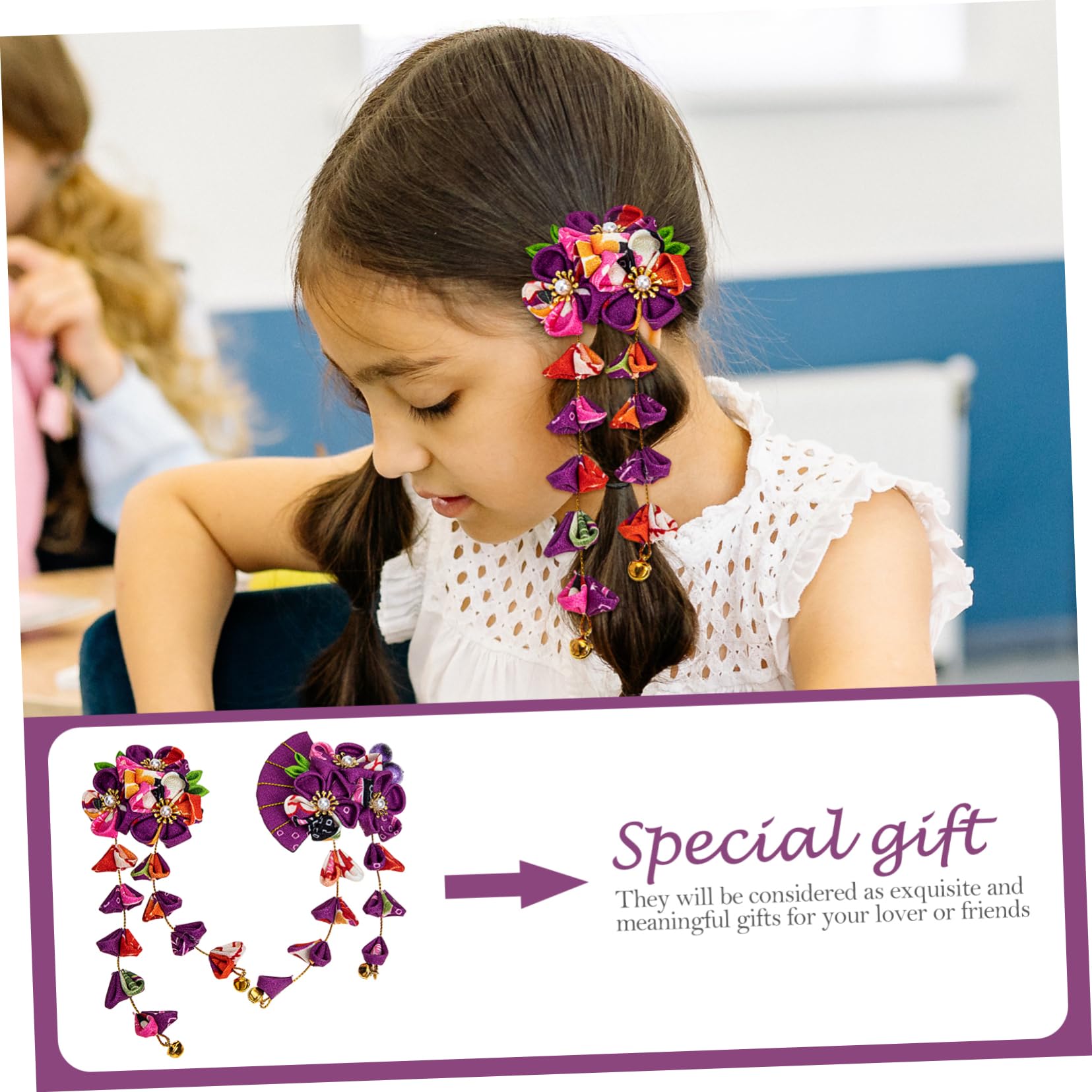 MAGICLULU 5 Sets Einzigartige Japanische Haar-accessoires Zierliche Blumen-haarspangen Fächerhaar Stilvoll Für Damenanlässe 2 Stück * 5
