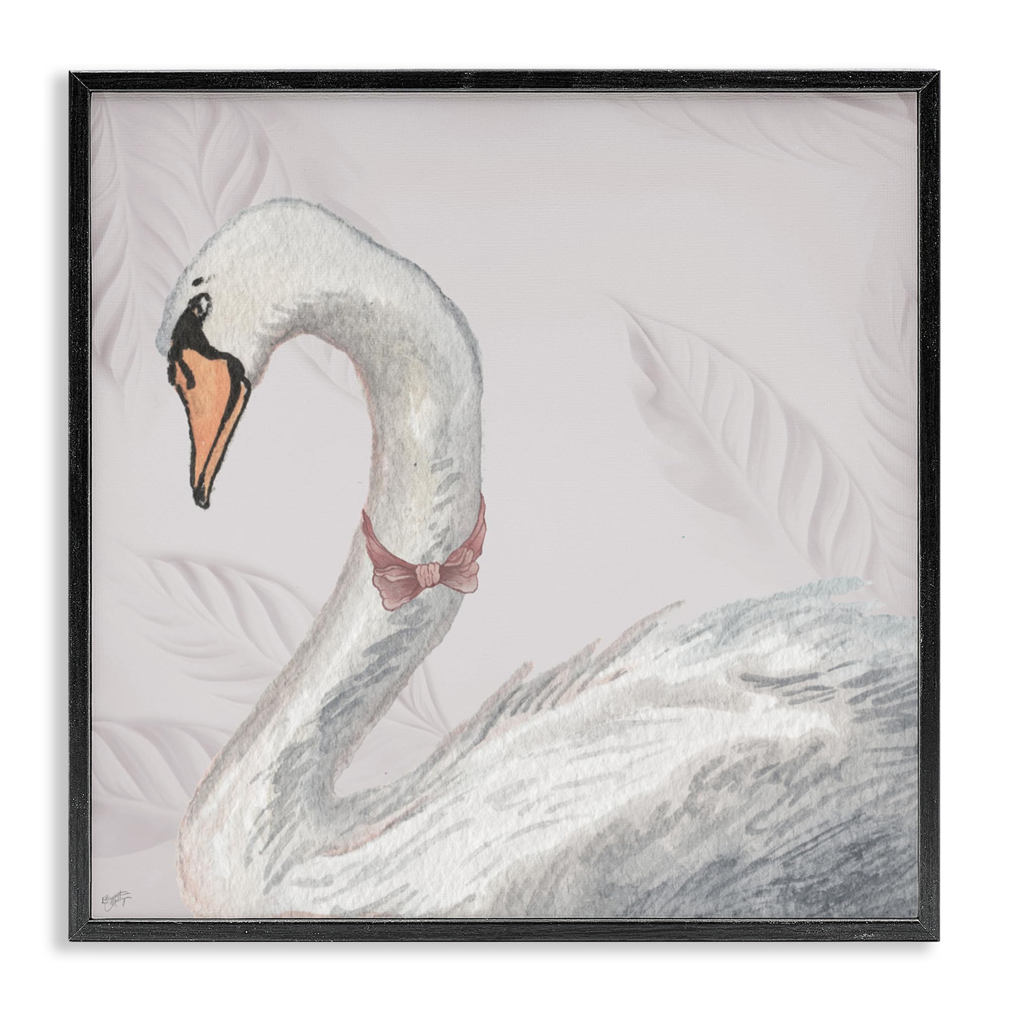 Stupell Industries 'Soft Classic Swan & Bow', Framed Giclee Art, Black, 17 x 17