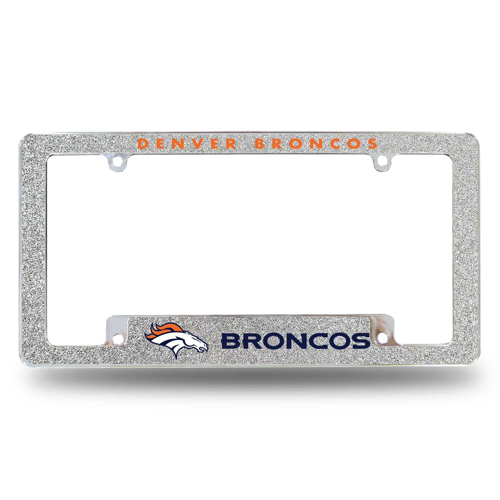 NFL Rico Industries Denver Broncos Chrome All Over Automotive Bling License Plate Frame 12" x 6" Chrome All Over Automotive Bling License Plate Frame Design for Car/Truck/SUV