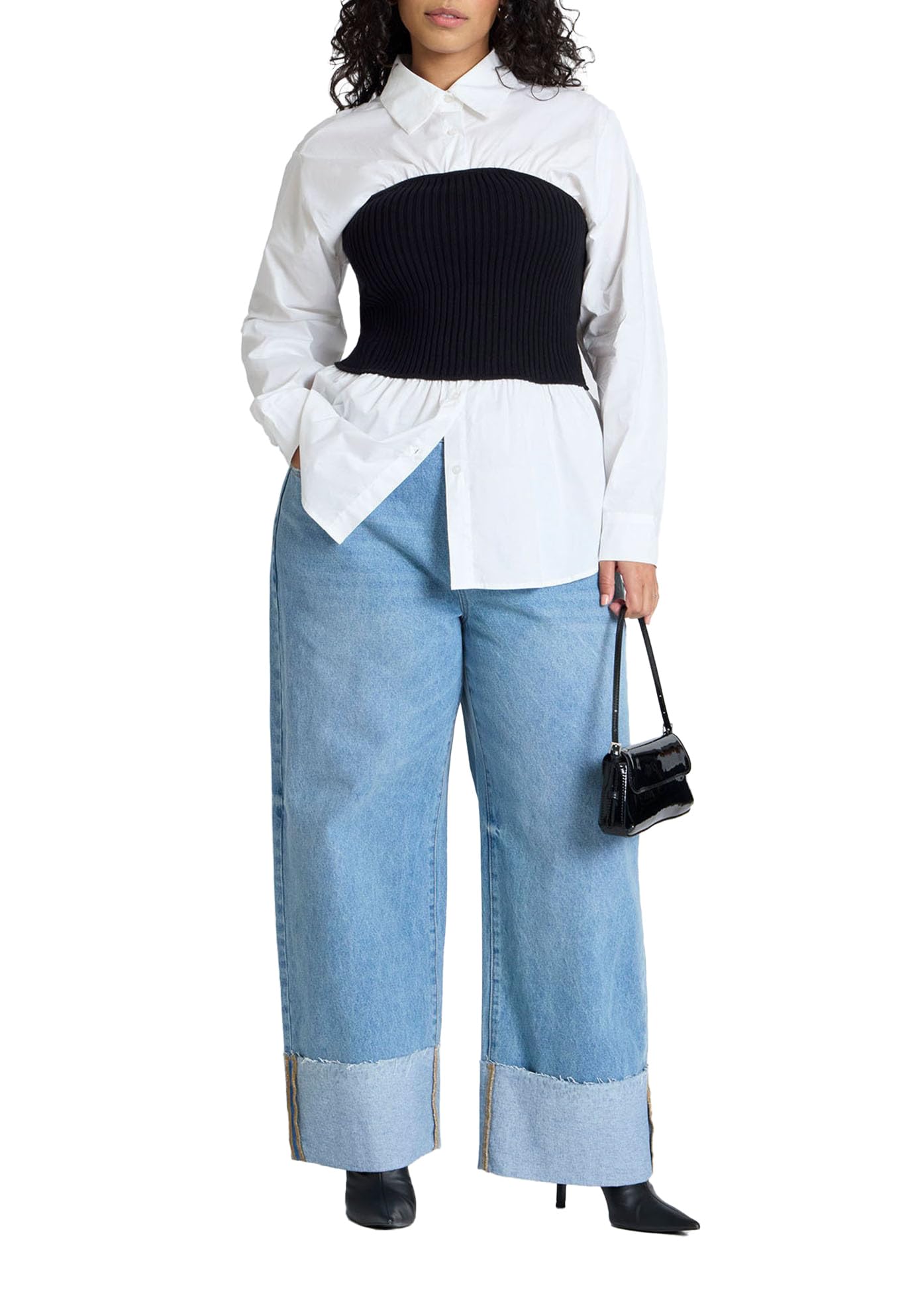 ELOQUII Women's Plus Size Tall Cuff Jean