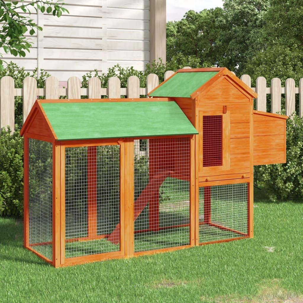 Spacious Large Chicken Coop for Chickens, Rabbits & Small Animals - Rustic Solid Pine Wood, Indoor/Outdoor Use, with Nesting Box & Comfortable Hutch