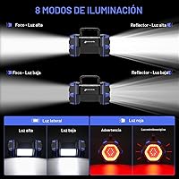 Vista 4 de Linterna de camping LED recargable, linterna de campamento de 1500 lm, 8 modos de luz, luces de campamento de capacidad 4800, luz de flash brillante