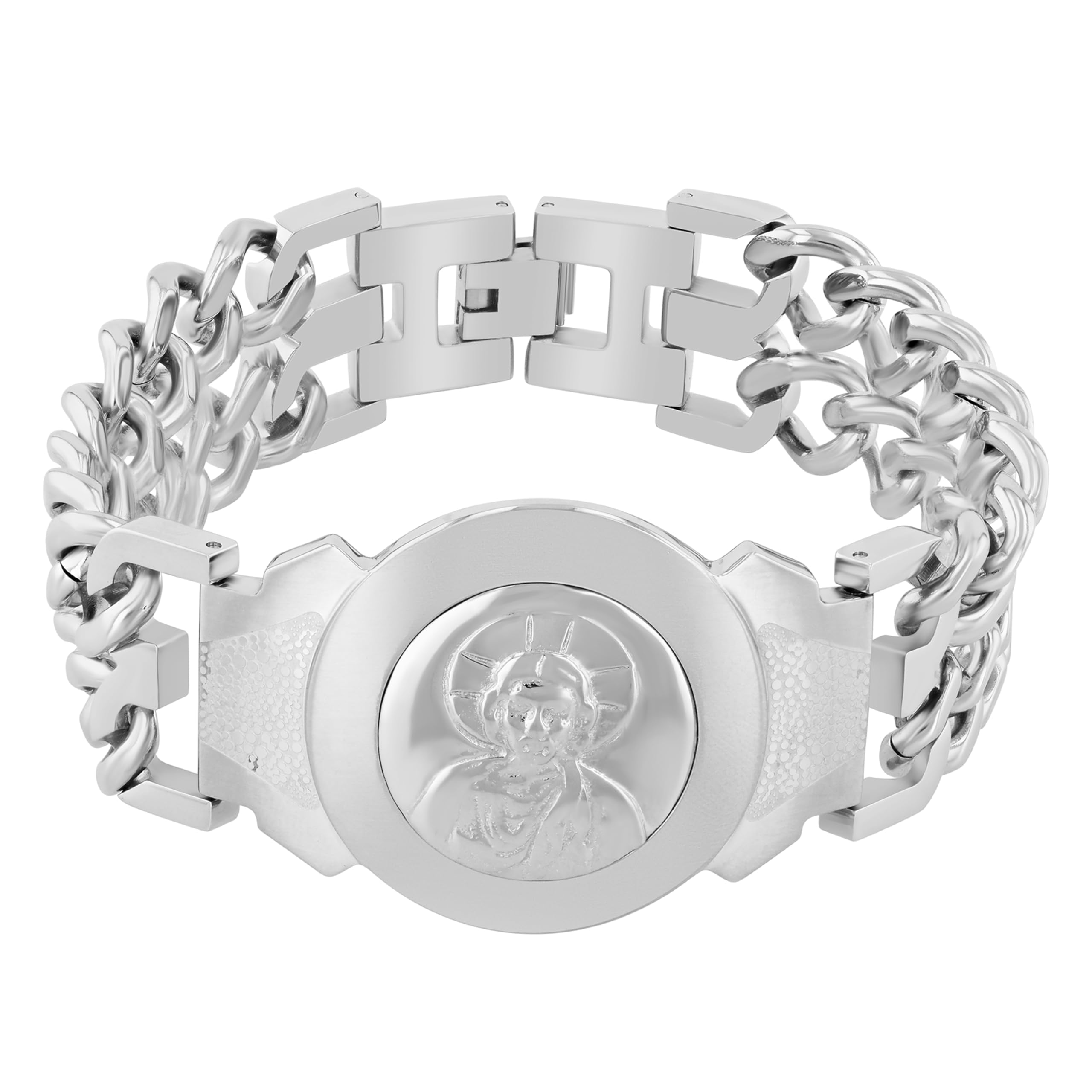 STEEL NATION JEWELRYMen's 8.5" Stainless Steel Religious Bracelet Durable, tarnish resistant with Box Chain