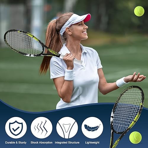 Miniatura 4 de HXE Raquetas de tenis para adultos, juego de raquetas de tenis recreativas de 27 pulgadas para principiantes y profesionales con 2 pelotas, 2
